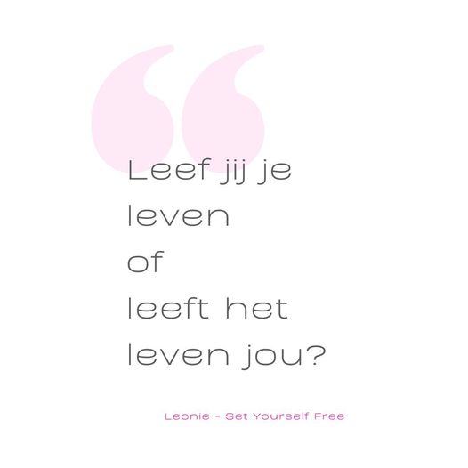 LEEF het leven in plaats van dat het leven JOU LEEFT! NU, niet langer wachten! LEEF het leven in plaats van dat het leven JOU LEEFT! NU, niet langer wachten!